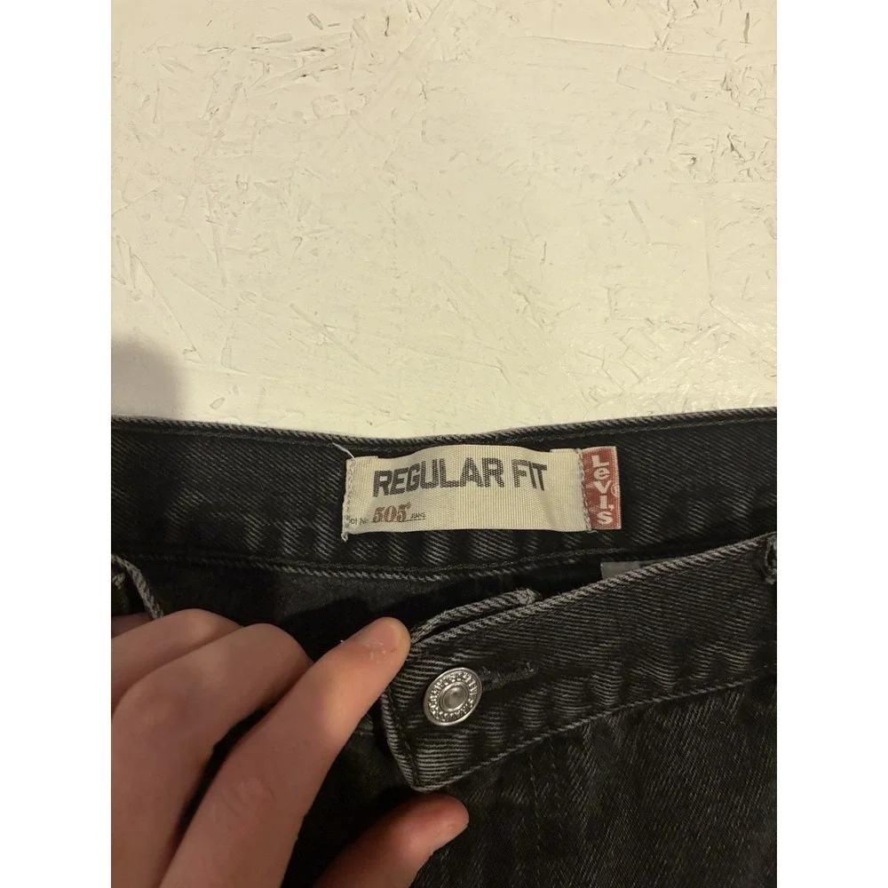 Vintage LEVI'S 505 Regular Straight Leg Classic‎ Fit 40x21 Black Denim Jeans